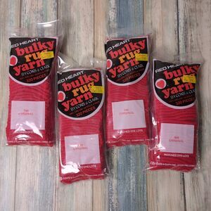 Vintage Red Heart Bulky Rug Yarn Cardinal 640 Lot of 4 NOS Latch Hook USA Made